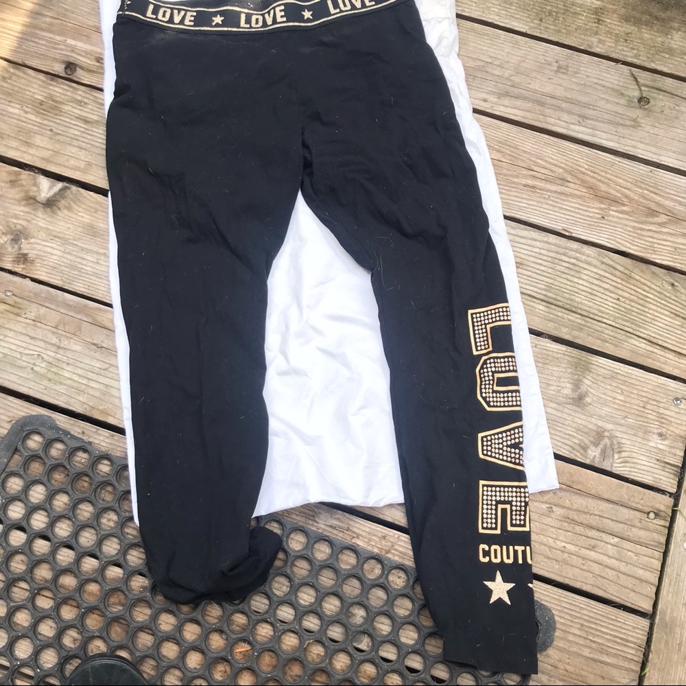 Juicy couture bling love gold black leggings  XL